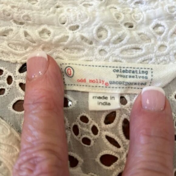 Odd Molly eyelet button up top sz 0 - Picture 10 of 13